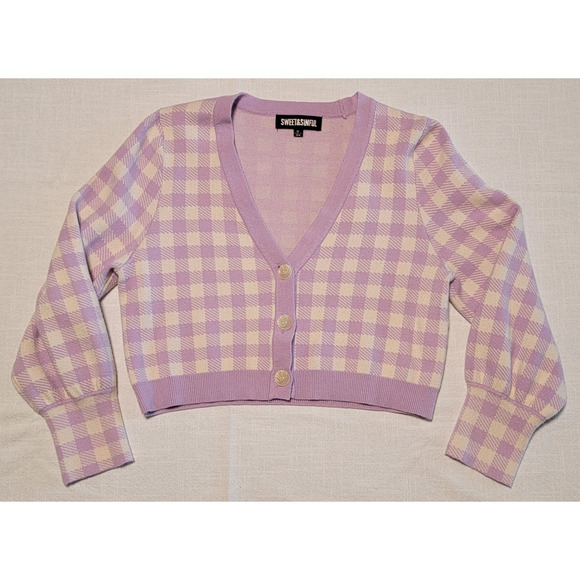Sweet & Sinful Sweaters - Sweet & Sinful Women’s Lilac Cardigan Sweater – Size Medium – Soft Knit – Great